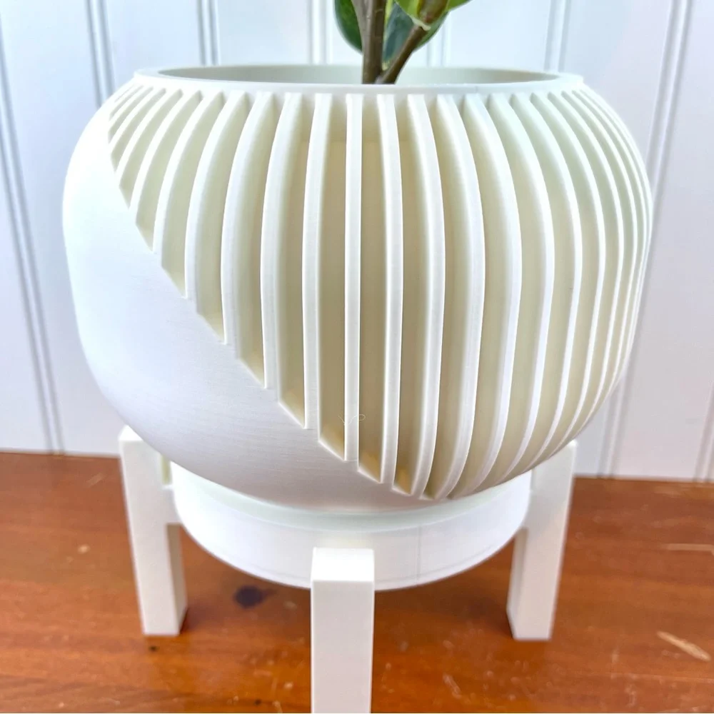 Narvo Planter Pot , Indoor Flower Pot w/ Drainage Hole & Drip Tray - Picture 3 of 10